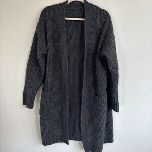 Uniqlo knit charcoal gray/grey long sweater cardigan
